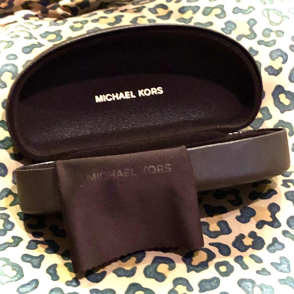 New MICHAEL KORS Clamshell Eyewear Case Sunglasses Glasses Dark Chocolate Brown